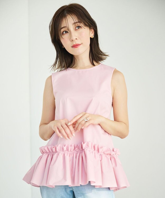 #Newans タックフリルヘムシャツ ピンク