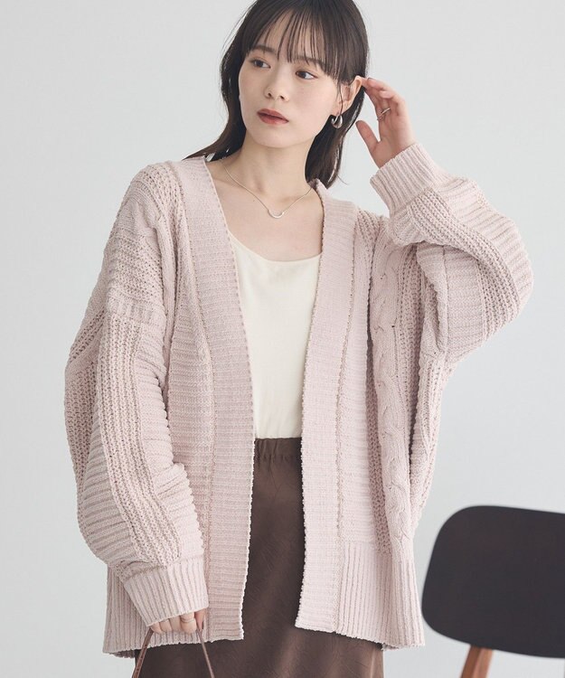 earth music&ecology マットモールカーディガン Pink