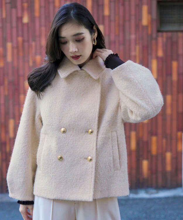 ANY SIS L 【2WAY】ブークレーシャギーラメ アウター アイボリー