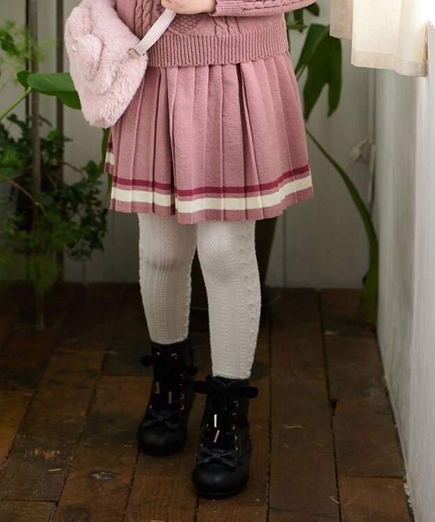 ANY KIDS プリーツニットスカート ピンク
