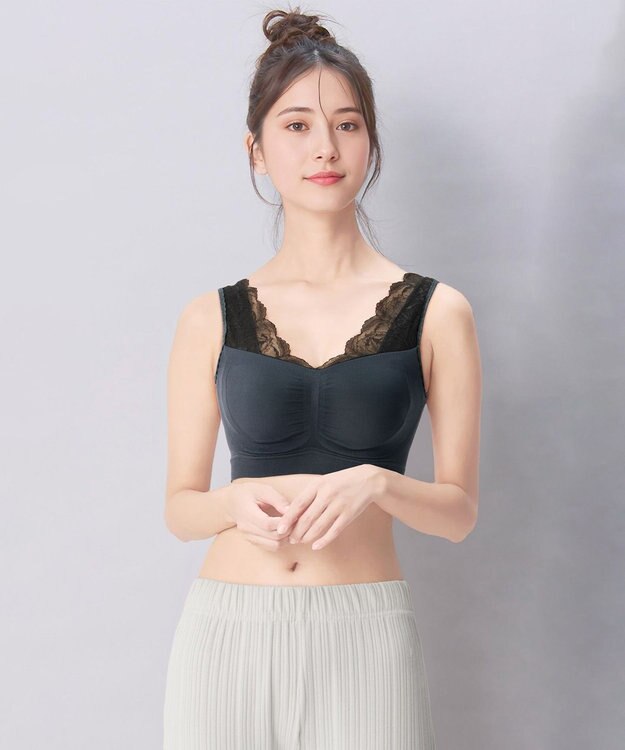 Wing ノンワイヤーブラ バストの脇流れを防ぐ 就寝中も日中のくつろぎタイムも 【ナイトアップブラ ルーム】 ブラジャー ナイトブラ KB3511 ウイング／ワコール ダークブラウン