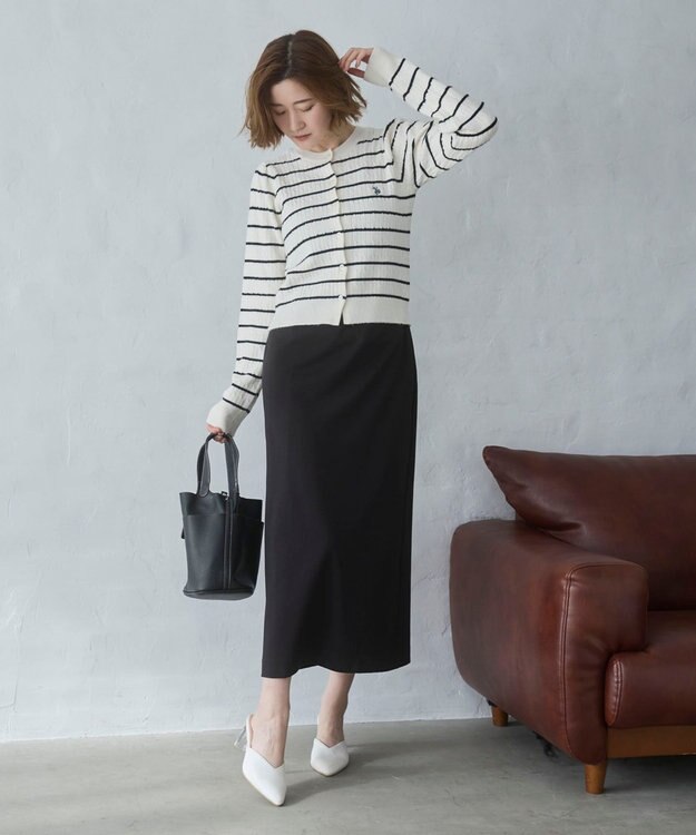 WEGO 【26年春新作】別注USPOLOケーブルニットカーデ ホワイトボーダー