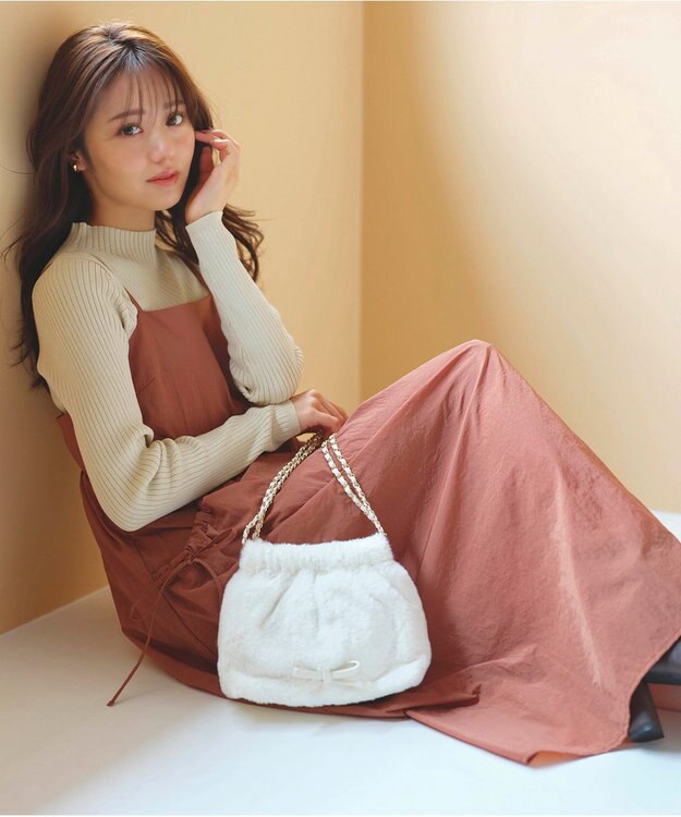 Feroux 【洗える】ニットセット キャミソールワンピース キャメル系