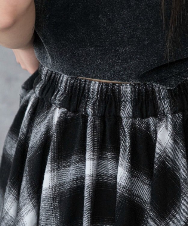 WEGO ネルシャツライクイレヘムロングスカート ブラック