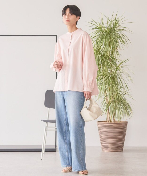 AMERICAN HOLIC イージーケアバックフリルバンドカラーシャツ Light Pink