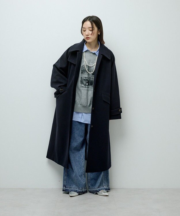 Green Parks ２ＷＡＹステンカラーロングコート Dark Navy