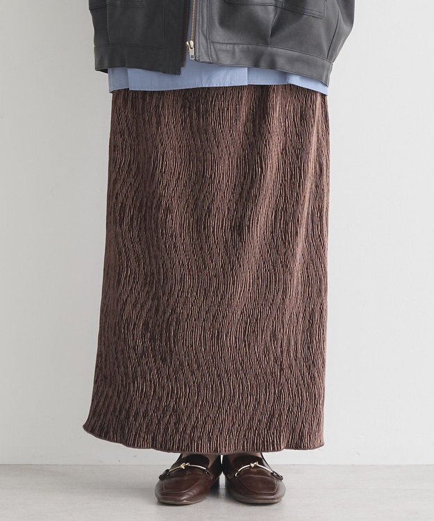 earth music&ecology シャイニーベロアスカート Brown