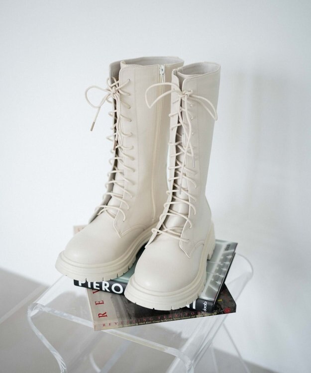 WEGO レースアップミドルブーツ オフホワイト