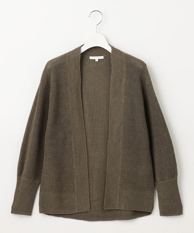 自由区 S 【WEB限定カラーあり・洗える】リネンミドルゲージニット カーディガン カーキ