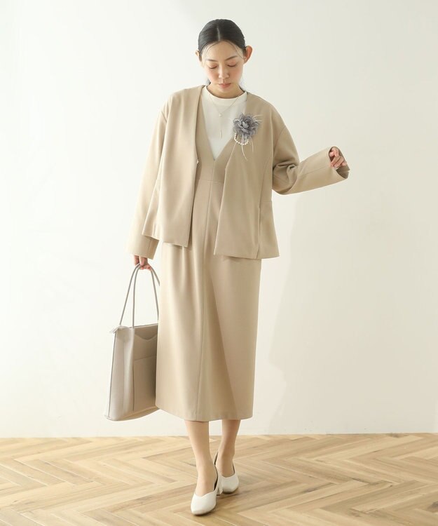 Green Parks Ｏ．洗えてストレッチ　ノーカラージャケット Light Beige