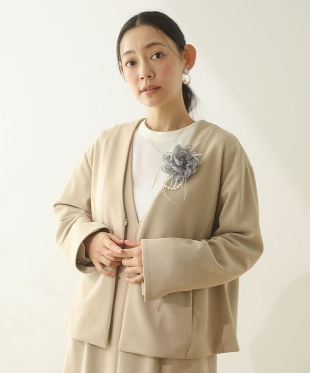 Green Parks Ｏ．洗えてストレッチ　ノーカラージャケット Light Beige