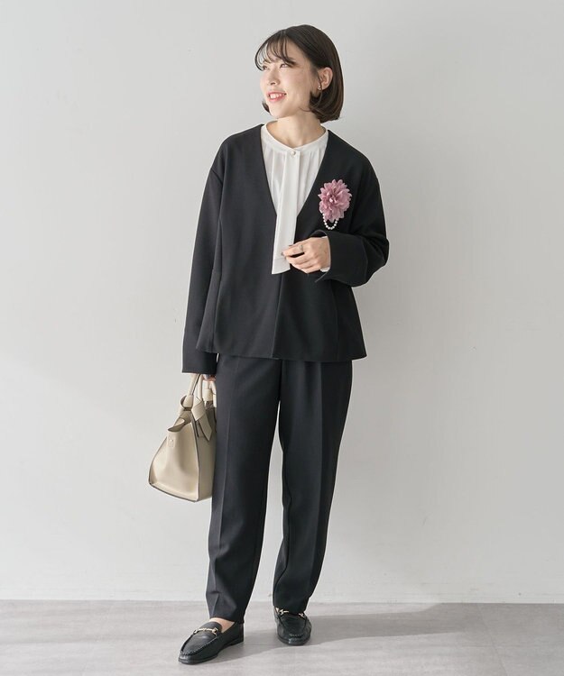 Green Parks Ｏ．洗えてストレッチ　ノーカラージャケット Black