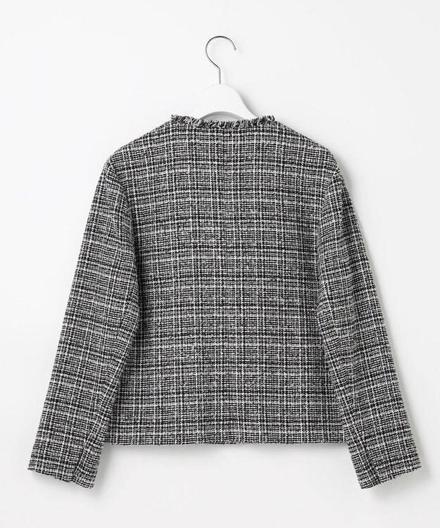 J.PRESS LADIES L Lightループチェック ツイード ジャケット ブラックミックス系