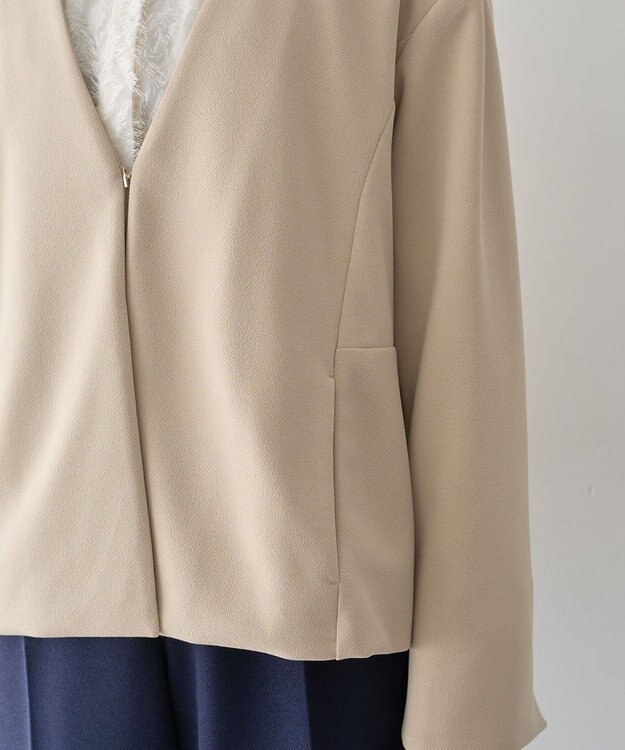 Green Parks Ｏ．洗えてストレッチ　ノーカラージャケット Light Beige