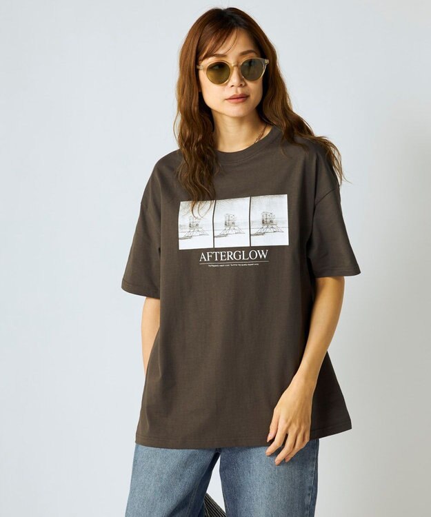 OP／FILA 【Ocean Pacific】フォトプリントTシャツ チャコールグレー