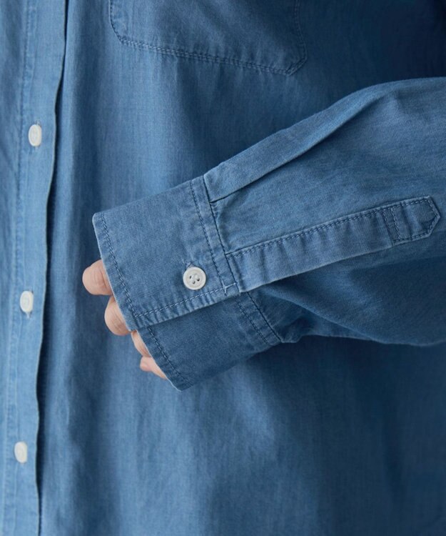 WEGO 【ANGIE VINTAGE】シアーデニムレギュラーカラーシャツ ブルー