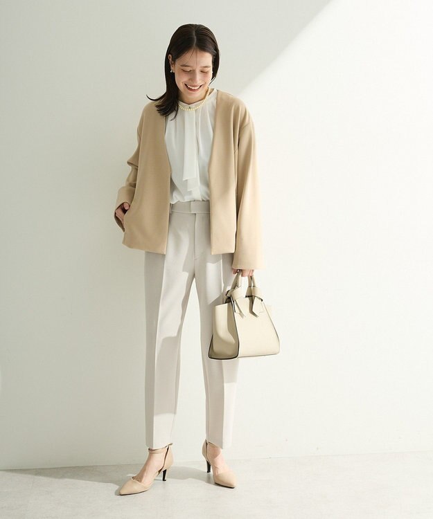 Green Parks Ｏ．洗えてストレッチ　ノーカラージャケット Light Beige