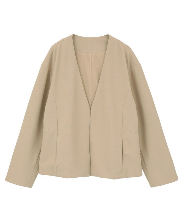 Green Parks Ｏ．洗えてストレッチ　ノーカラージャケット Light Beige