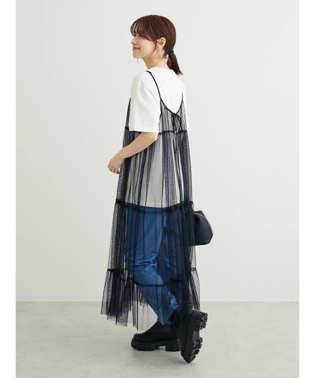 Green Parks ・ＥＬＥＮＣＡＲＥ　ＤＵＥ　２ｗａｙチュールキャミワンピ Black