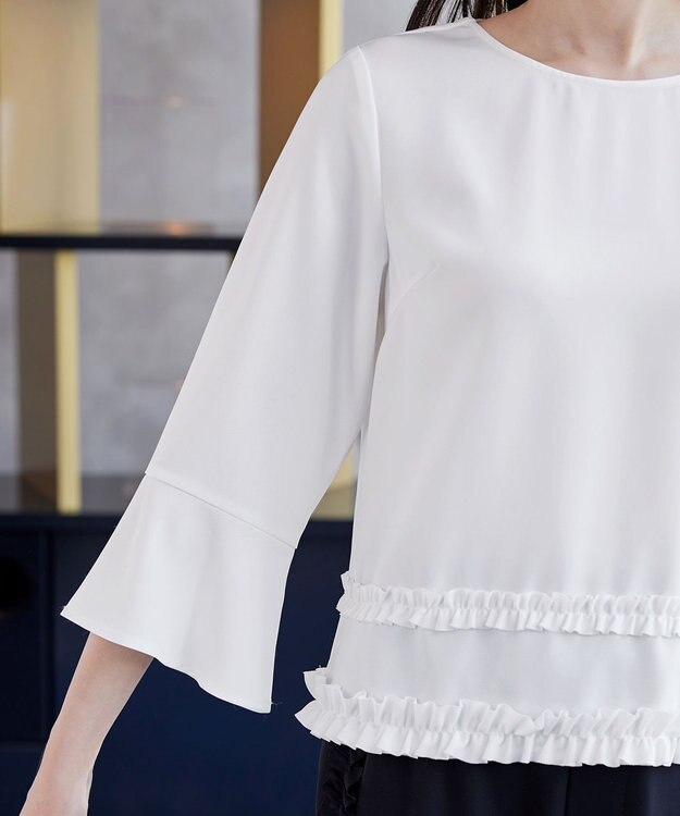 Tiaclasse L 【ブラウス×パンツ2点ット】フリルデザインセットアップ オフホワイト