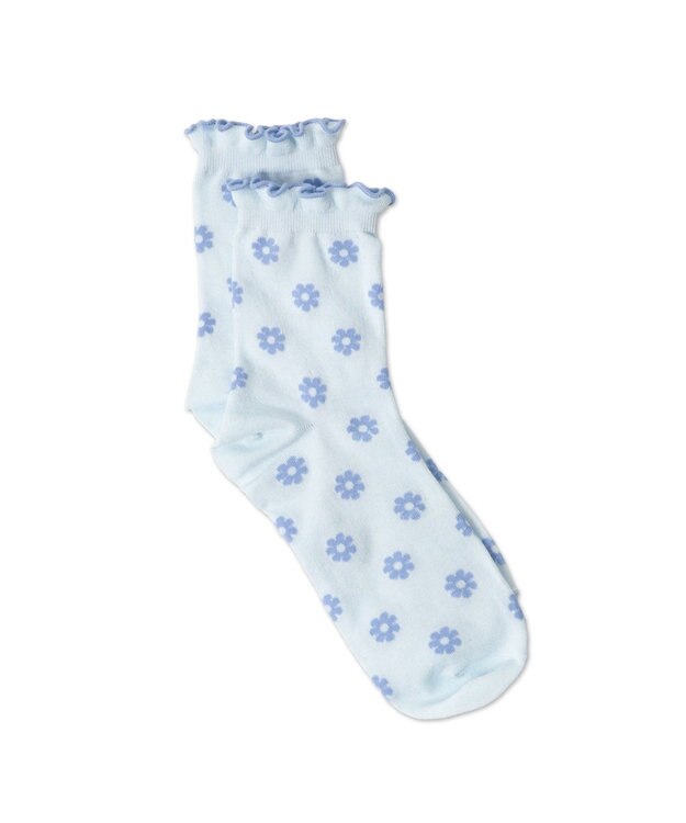 WEGO モチーフ総柄メロークルーソックス サックス