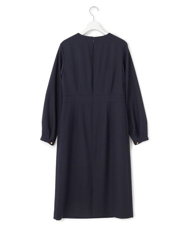 23区 L 【洗える】ウールミックスジョーゼット ワンピース ネイビー系