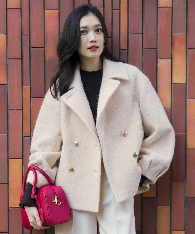 ANY SIS L 【2WAY】ブークレーシャギーラメ アウター アイボリー