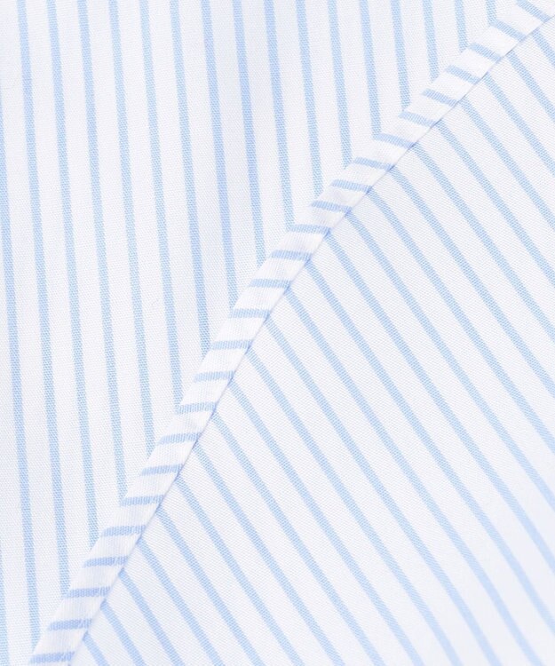 GOTAIRIKU 【形態安定】プレミアムプリーツシャツ＿ワイドカラーストライプ サックスブルー系1