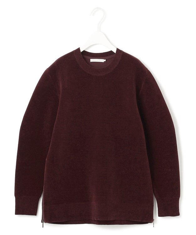 ICB L 【洗える】コットンシェニール コクーンスリーブニット バーガンディ系