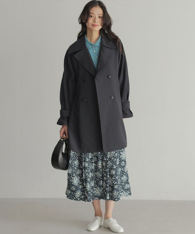 組曲 モザイクフラワープリント スカート ネイビー系5