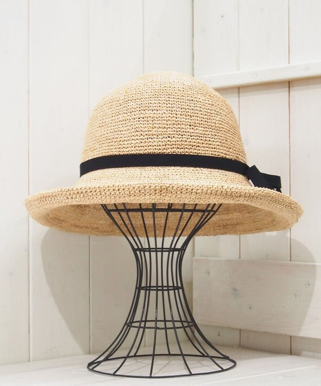 石田製帽  ラフィア糸入りかぎ編み ソフトハットセーラ ナチュラル