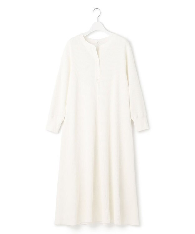 23区 L 【SLOW/洗える】ワッフルジャージー フレア ワンピース ホワイト系