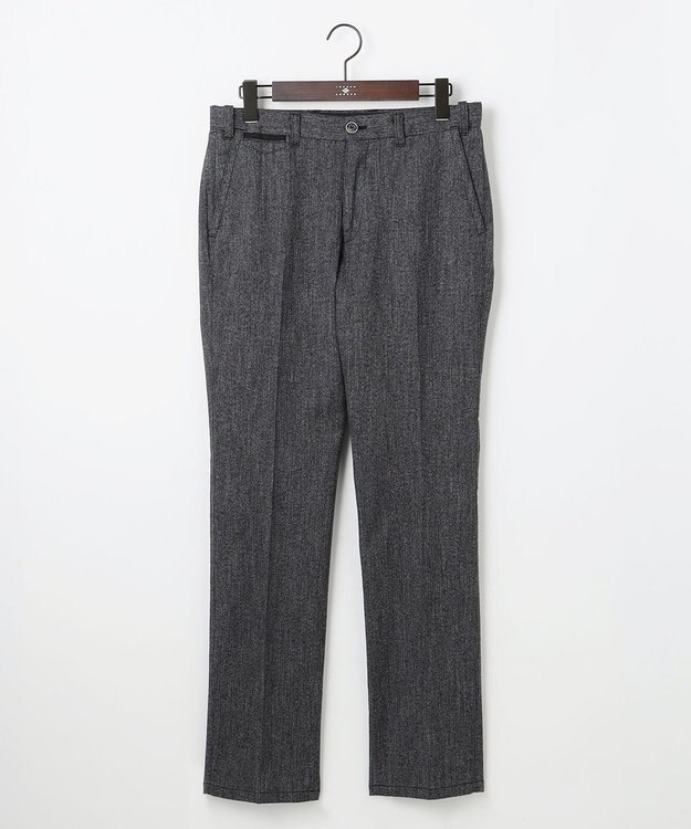 JOSEPH ABBOUD 【キングサイズ・ウエストも伸びる!オーガニックコットン使用】ムリネへリンボンストレッチ パンツ グレー系