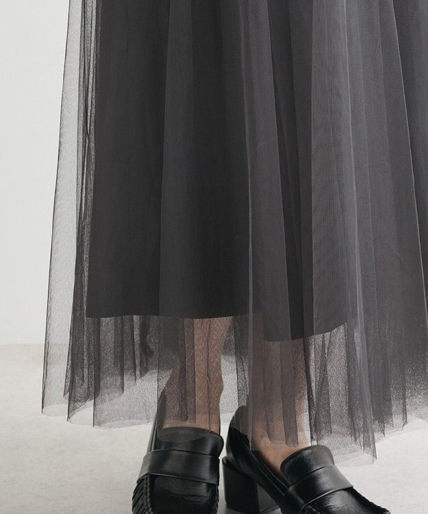 Green Parks ・ｆｕｒｒｙ　ｒａｔｅ　チュールワークポケットスカート Charcoal Gray