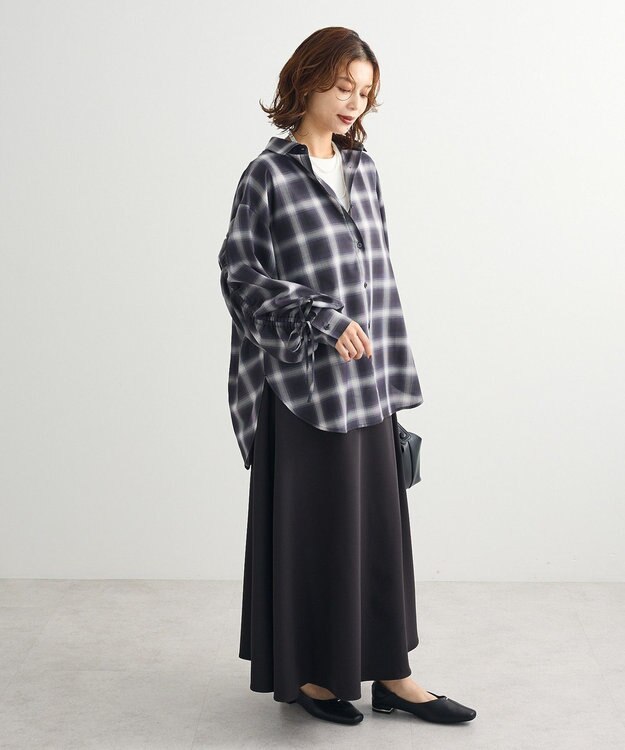 Green Parks ・ＥＬＥＮＣＡＲＥ　ＤＵＥ　チェックギャザーシャツ Black