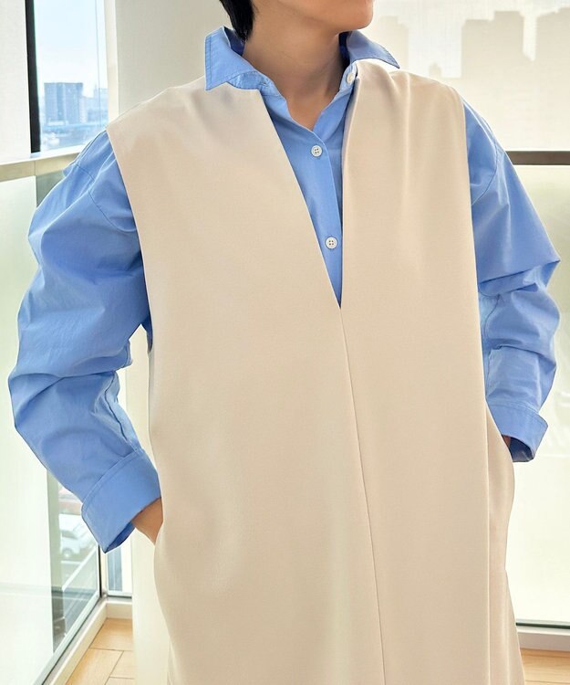UNFILO 【洗える】イージーケア オーバーシャツ サックスブルー