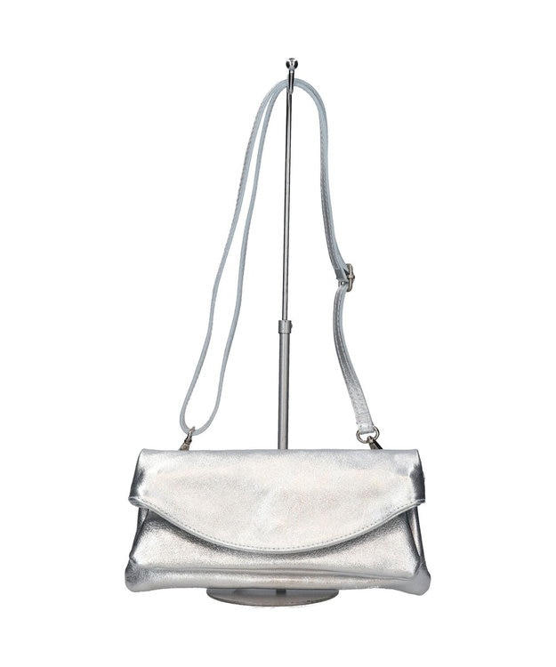 INTER-CHAUSSURES 【ANDREA CARDONE】レザーワイドショルダーバッグ シルバー