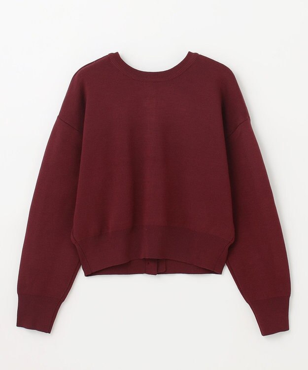 ANY L 【前後着用可能/洗濯機可】２WAYパールニットカーディガン ワイン