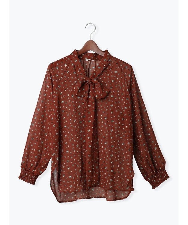 Te chichi パターンアソートシフォンボウタイブラウス《2025Autumn catalog vol.2 item》 ボルドー