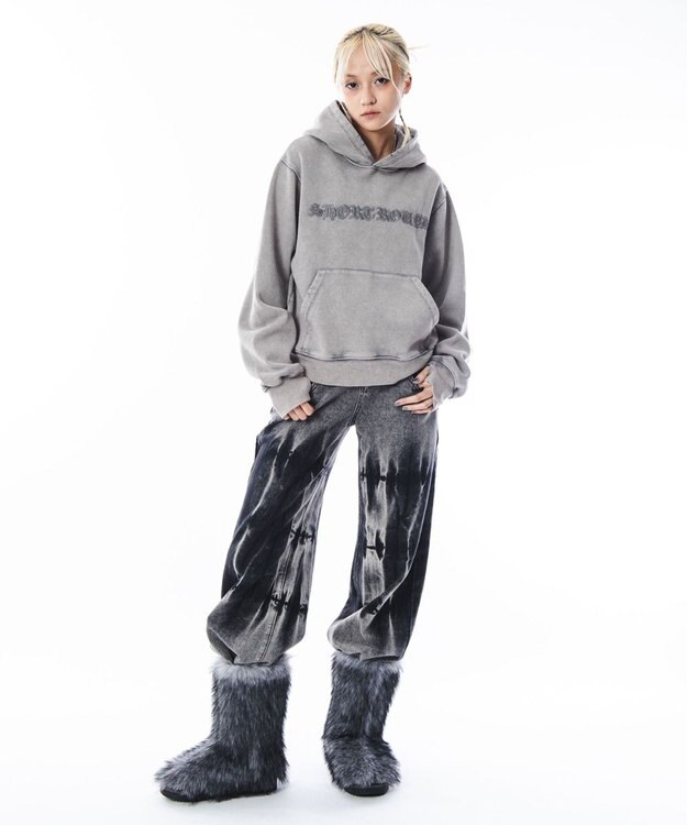 WEGO 【ユニセックス着用ITEM】コンパクトフィットロゴプルパーカー グレー