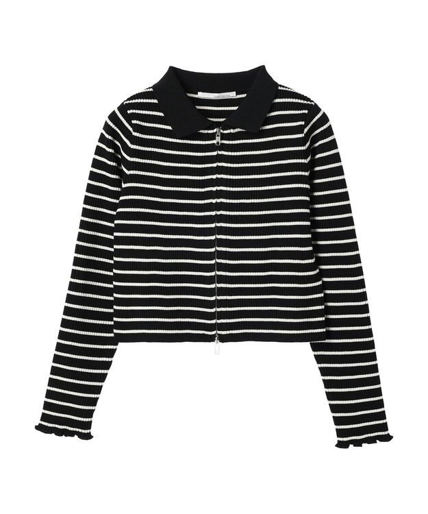 Green Parks ・ＥＬＥＮＣＡＲＥ　ＤＵＥ　Ｗ　ＺＩＰ　ボーダーカーデ Black