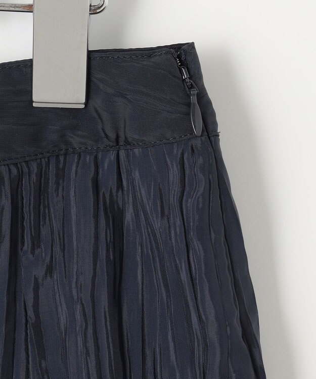 J.PRESS LADIES 【洗える】リンクルリッド フレアー スカート ネイビー系