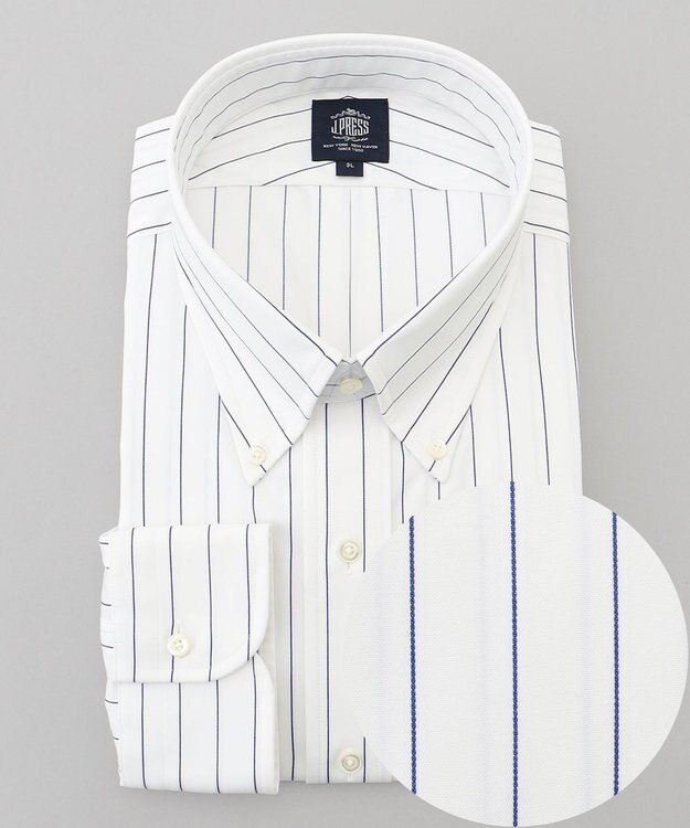 J.PRESS MEN 【KING SIZE】【PREMIUM PLEATS / 形態安定】スーピマコットンボールドストライプ ドレスシャツ / B.D. ネイビー系2