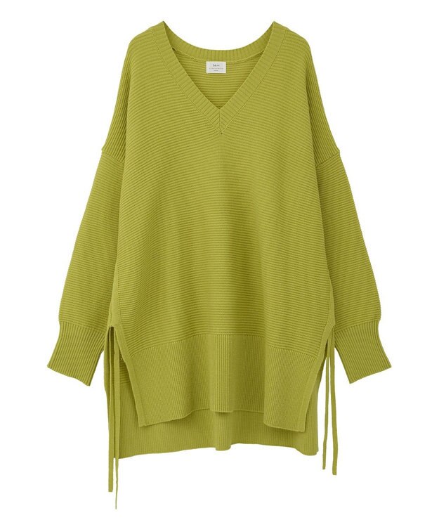 YECCA VECCA Vネックドロストデザインニット Lime Green