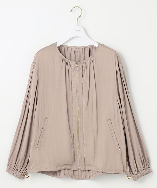 ANY SIS S 【接触冷感・速乾・UVカット】ツヤテロギャザー ブルゾン ベージュ
