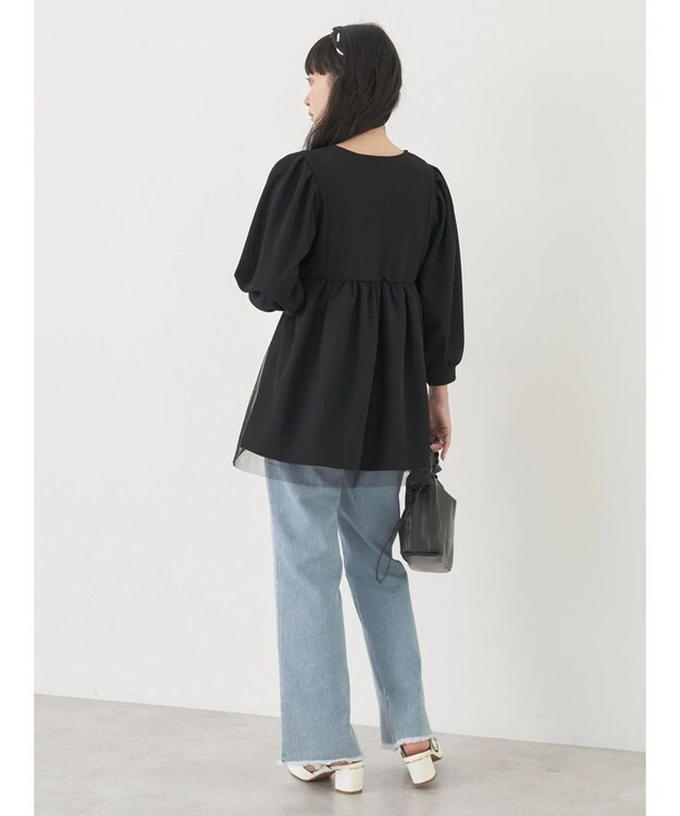 earth music&ecology チュールドッキングチュニック Black