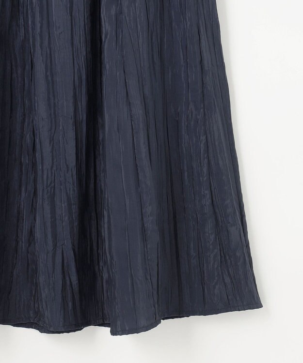 J.PRESS LADIES 【洗える】リンクルリッド フレアー スカート ネイビー系