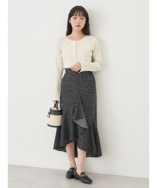 earth music&ecology パールヘンリーリブプルオーバー Off White