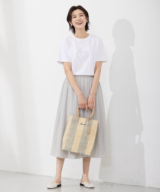 J.PRESS LADIES 【WEB限定・A4サイズ収納可】 マダガスカルラフィア トート バッグ ブルー系1