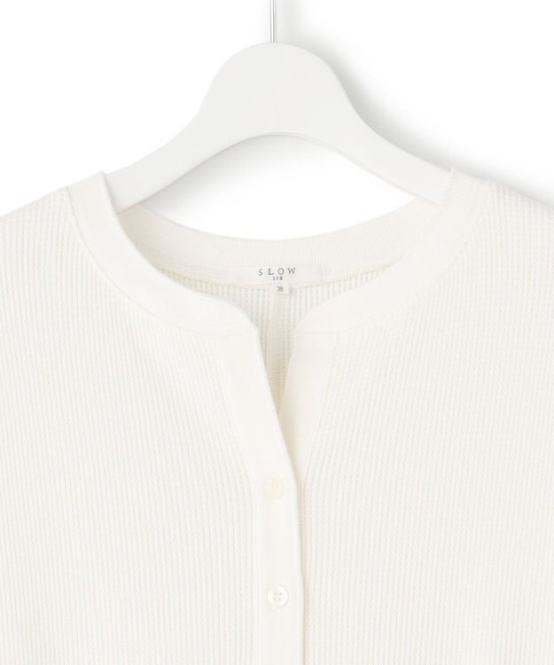 23区 L 【SLOW/洗える】ワッフルジャージー フレア ワンピース ホワイト系